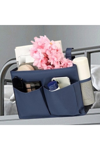 Trendooze Dergi İçin Hafif Lacivert Başucu Caddy Asılı Yatak Düzenleyici Lacivert