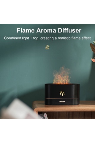 Ruicoo Siyah Ev Ofis Kullanıma Uygun Simülasyon Alevli Aromaterapi Makinesi - Nemlendirici Ve Ambiyans Lambası 701 Modeli