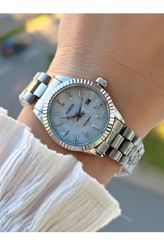 Coliseum Çelik Kordon Takvimli Kadran Özel Tasarım Vintage Seri Kadın Kol Saati+bileklik Ps.8341.m7 Gümüş