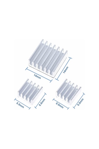 3 Adet Aluminyum Metal Soğutucu Blok Raspberry Pi Termal Etiket Gümüş Renk Radyatör Amfi Led Entegre Vga Ram Memory Standart