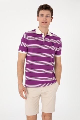U.S. Polo Assn. Erkek Regular Fit Polo Yaka Menekşe Çizgili Tişört 50306826-VR037