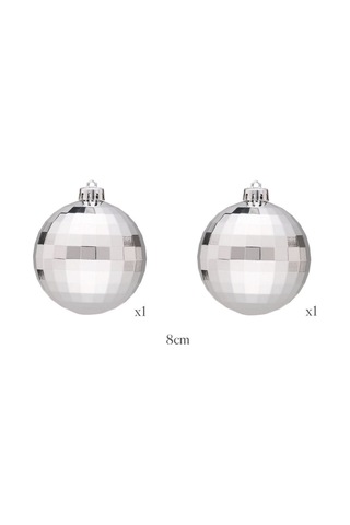 Karaca New Year Yılbaşı 2'li Set Disko Topu Ağaç Süsü Silver 8 cm