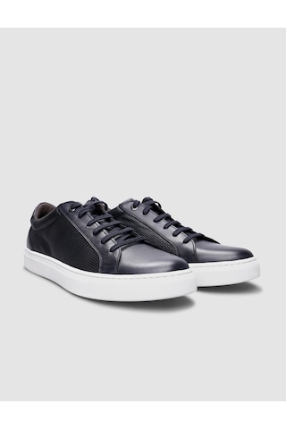 %100 Hakiki Deri Lacivert Bağcıklı Erkek Sneaker-lacivert Lacivert