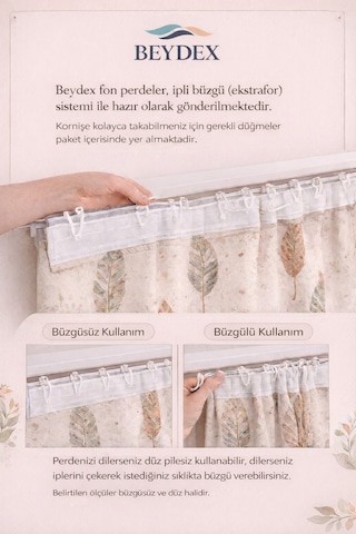 2 Adet 140x260 Cm Ölçüsünde Şık Dekoratif Fon Perde Koleksiyon Pembe