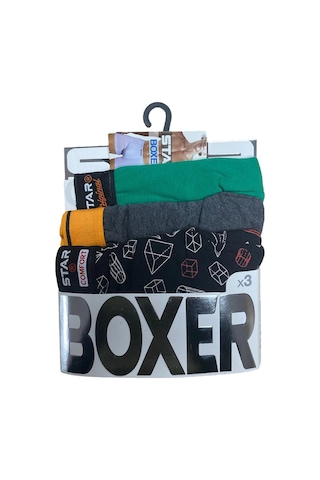 Angbutik Star 105 Desenli Jakar Erkek 3'lü Kemer Boxer