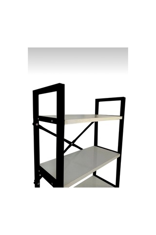 Dört Rafli Çok Amaçli Rafli Ünite Siyah Profil Beyaz Sunta 50x23x100 Cm Mtl016 Siyah-beyaz