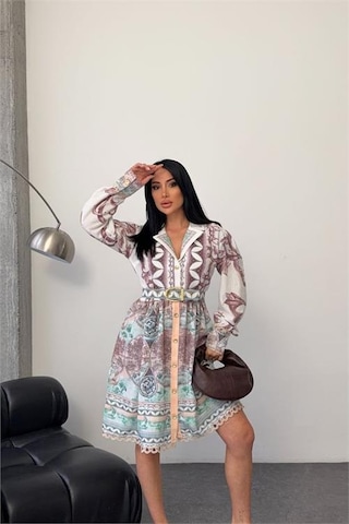 Neşeli Butik Kadın Yeşil Kemer Detaylı Mini Boy Tasarım Elbise Nbms25111 Yeşil
