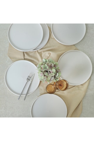 Keramika Beyaz Stackable Servis Tabağı 27 Cm 6 Adet 006