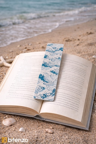 Mavi Dalga Desenli Kitap Ayracı