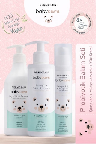 Babycare Probiyotik Bebek Bakım Seti Hassas Ve Atopik Eğilimli Ciltler İçin Şampuan + Vücut Losyonu + Yüz Kremi 3 Adımlı Bakım