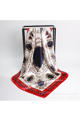 Padalink Kadınlar İçin Yeni Desenli Kaju Desenli Simülasyon İpek Büyük Şal, Dokuma Etekli, Atkı/oturma Kullanıma Uygun, 90cm, Kırmızı Kenar, Perakende/toplu Satış F90sd22080207-1 Kırmızı