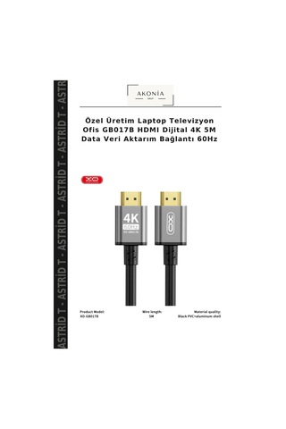Özel Üretim Laptop Televizyon Ofis Gb017b Hdmı Dijital 4k 5m Data Veri Aktarım Bağlantı 60hz