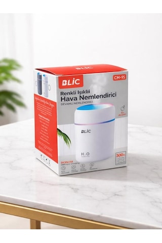 Renkli Işıklı Devamlı Hava Nemlendirici Makinasi Buhar Hava - Oda- Araç 300 Ml Beyaz