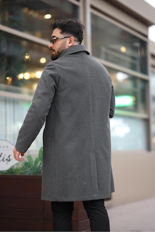 Modaemas Erkek Uzun Kaşe Kaban Gri Gri