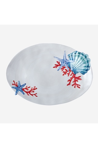 Beyaz Melamin Servis Tabağı 43 Cm