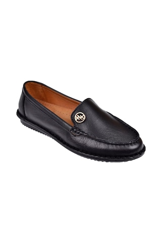 Beety %100 Deri Comfort Kadın Babet Bee-228 Siyah Siyah