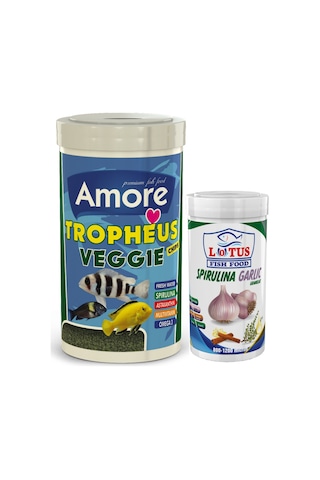 Tropheus 1000ml ve Spirulina Garlic 250ml Bitkisel Alg Balık Yemi