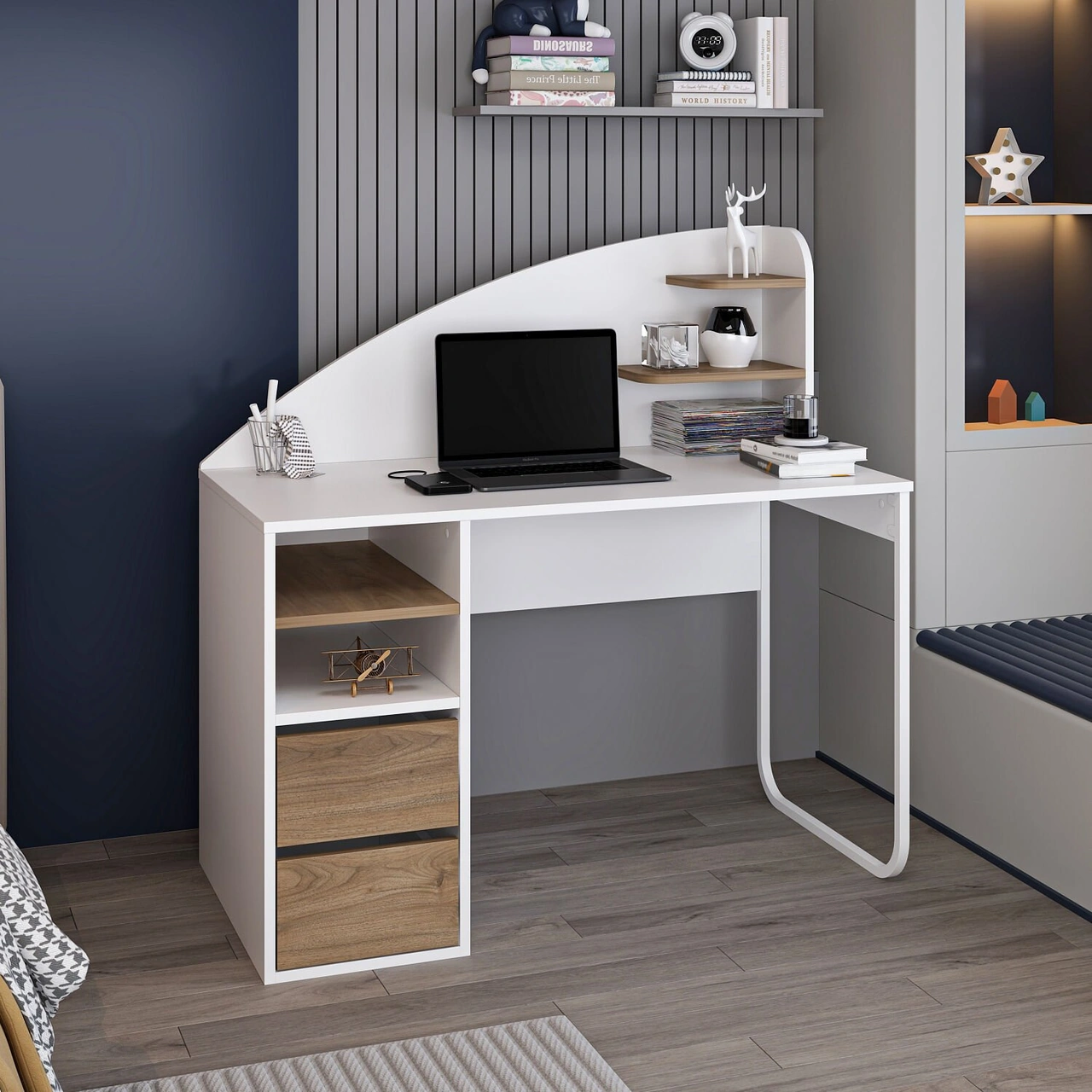 Mirel Çalışma Masası - Beyaz/rahle Çok Renkli