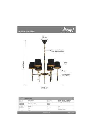 Siyah Boyalı Modern Avize Avonnı Av-66110-6bsy Siyah