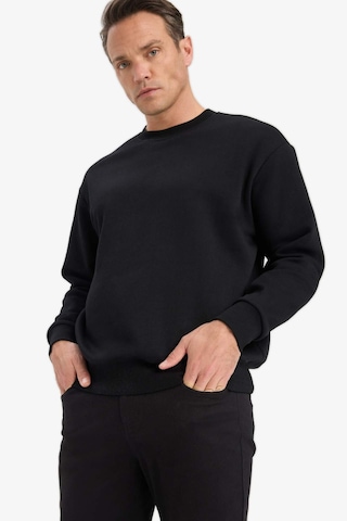 Defacto Relax Fit Bisiklet Yaka Kalın İçi Yumuşak Tüylü Basic Düz Sweatshirt T5139az25aubk81 Siyah