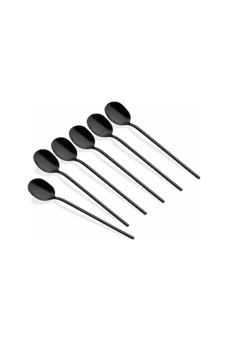 Mat Siyah Çay Kaşığı 6 Parça - 13 Cm Siyah
