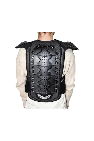 Çocuk Göğüs Arka Koruyucu Yelek Dişli Çocuk Motosiklet L Beden Siyah