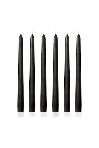 6 Lı Kısa Siyah Konik Şamdan Mum Yükseklik 18 Cm Siyah