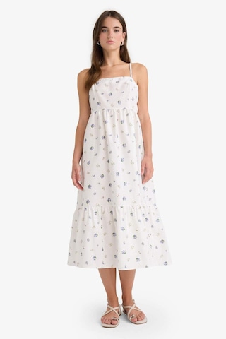 Defacto Kare Yaka Floral Poplin Askılı Midi Elbise F8909ax25auwt32 Beyaz