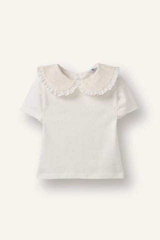 Defacto Bebe Yaka Penye Tişört Kız Bebek G9983a526smwt16 Beyaz-wt16