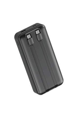 Dexım W4 20.000mah 2x Type C Kablolu 22.5w Pd Led Göstergeli 18w Giriş 20w Çıkış Powerbank - Dca0068 Siyah