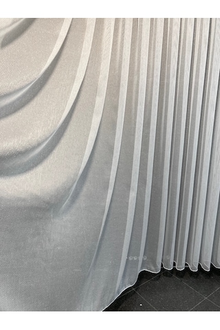 Perdefony Simli Çelik Düz Tül Perde Parlak Gramajlı Tül Ekru