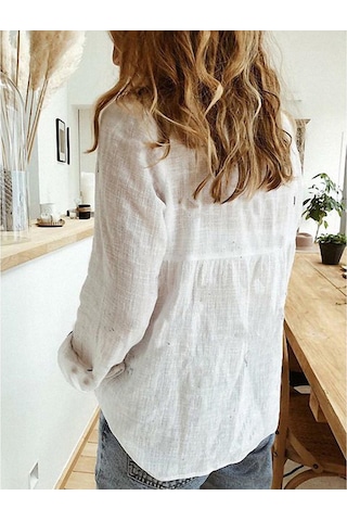 Kadın Moda Düğmeli Uzun Kollu Gömlek Bayan Günlük İnce Pamuk Keten Üst Kedi Baskılı Uzun Kollu Bluz Siyah