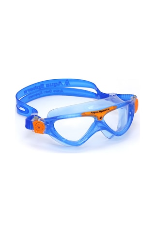 Aqua Sphere Vista Junior Şeffaf Cam - Mavi/Turuncu Yüzücü Gözlüğü Beyaz