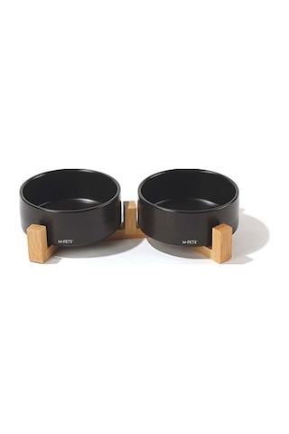 M-pets Opera Bamboo Standlı Seramik Kedi Ve Köpek Mama Kabı Siyah 2x850 Ml 244-51020.02