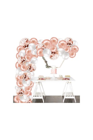 Balon Kemer Seti, 132 Parça Gül Altın Doğum Günü Partisi Dekorasyonu, 10 Adet Konfeti Balonu, 120 Adet Lateks Balon Ve Bağlama Aletleri, Dekorasyon Balonları Diğer