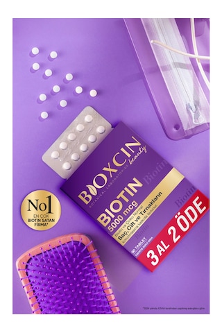 Biotin 5000 Mcg 90 Tablet Saç Tırnak Vitamini Çinko Takviyeli