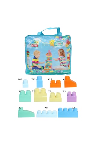 Play Blox 3004 Pastel Renkler Mega Blok Seti 133 Parça Mavi Çantalı