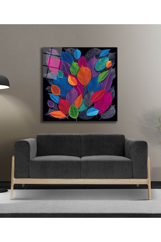 Renkli Çiçekler Cam Tablo