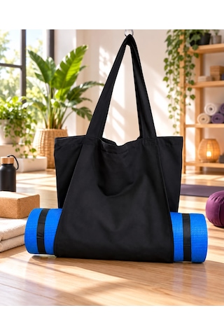 Mat Taşıma Çantası Yoga Fitness Silindir Antrenman Çantası - Çantalı Fermuarlı Mat Taşıma Çantası Siyah