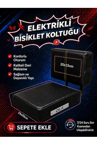 Ola Elektrikli Bisiklet Arka Deri Koltuk, Motosiklet Deri Koltuk, Arka Sele Çocuk Deri Koltuk Seti Siyah