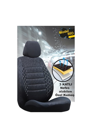 Renault 19 Reno Rti Uyumlu Siyah Oto Koltuk Kılıfı Model Rio Tam Takım Araç Koltuk Kılıfı Siyah