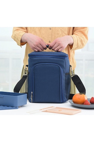 Skycity Mavi Gri Isı Saklama Çantası, Oxford Kumaş+peva, Leak-proof Liner, 1l, Spor/ofis/toplantı İçin, 19x23x28cm Diğer