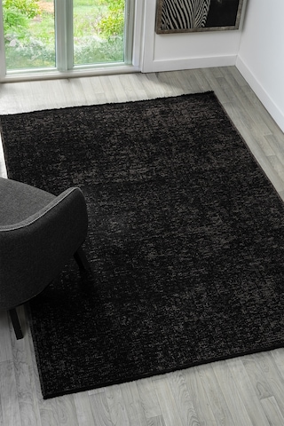 Antik Antrasit Halı Yıkanabilir Kaymaz Taban Şönil Kilim Dokuma Pamuk Taban Kilim 10105a Antrasit