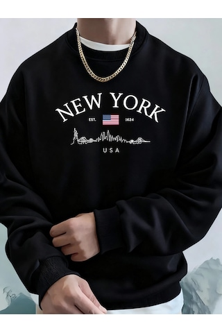 Tarzsokak New York Abd Baskılı Kapüşonlular Erkek Moda Temelleri Tişörtü Spor Günlük Üstler Sokak Sıcak Siyah