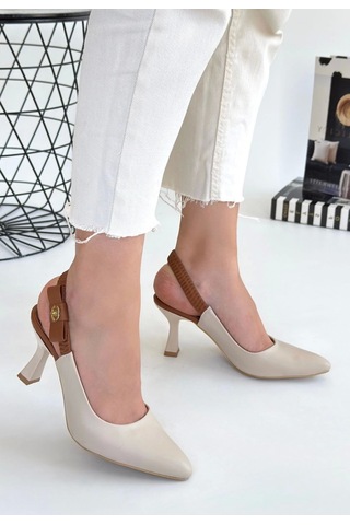 Toran Bej Cilt Topuklu Ayakkabı Bej