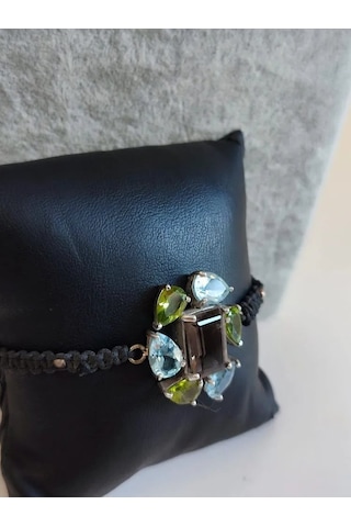 Çeşitli Doğal Taş Gümüş Bileklik 298 Gümüş