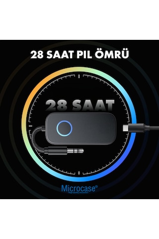 Microcase Ses Alıcı Verici Bluetooth Dönüştürücü 5.4 2 Si 1 Arada Aux Adaptör, Usb-c Şarj,araç & Ev Hoparlör İçin Kablosuz Müzik Adaptörü - Al5781