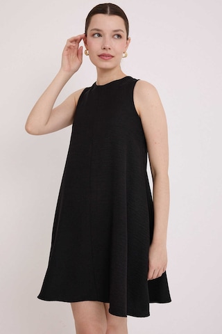 Gabria Sıfır Kollu Keten Elbise Siyah
