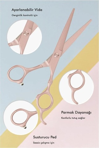 Gül Kurusu Düz Uçlu Saç Kesim Makası 6 İnç