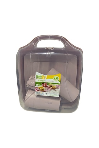 32 Parça 6 Kişilik Piknik Seti 3405 Pembe